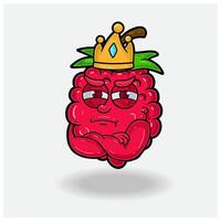 Jealous expression with Raspberry Fruit Crown Mascot Character Cartoon. vector