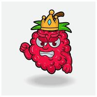 Angry expression with Raspberry Fruit Crown Mascot Character Cartoon. vector