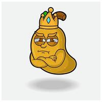 Jealous expression with Mango Fruit Crown Mascot Character Cartoon. vector