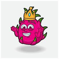 Dont Know Smile expression with Dragon Fruit Crown Mascot Character Cartoon. vector