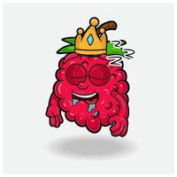 dormir expresión con frambuesa Fruta corona mascota personaje dibujos animados. vector