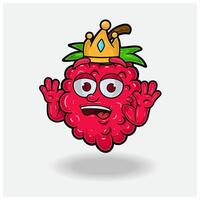 Shocked expression with Raspberry Fruit Crown Mascot Character Cartoon. vector