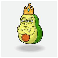 celoso expresión con aguacate Fruta corona mascota personaje dibujos animados. vector