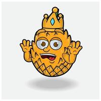 Shocked expression with Pineapple Fruit Crown Mascot Character Cartoon. vector