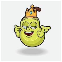 Smug expression with Pear Fruit Crown Mascot Character Cartoon. vector