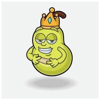 Love struck expression with Pear Fruit Crown Mascot Character Cartoon. vector