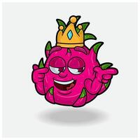 Smug expression with Dragon Fruit Crown Mascot Character Cartoon. vector