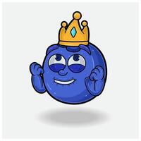 Happy expression with Blueberry Fruit Crown Mascot Character Cartoon. vector