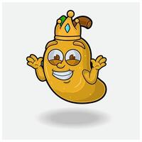 Dont Know Smile expression with Mango Fruit Crown Mascot Character Cartoon. vector