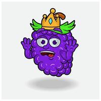 conmocionado expresión con uva Fruta corona mascota personaje dibujos animados. vector
