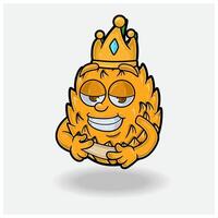 Love struck expression with Pineapple Fruit Crown Mascot Character Cartoon. vector