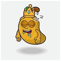 dormir expresión con mango Fruta corona mascota personaje dibujos animados. vector