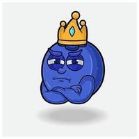 Jealous expression with Blueberry Fruit Crown Mascot Character Cartoon. vector