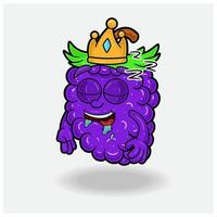 dormir expresión con uva Fruta corona mascota personaje dibujos animados. vector