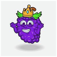 Dont Know Smile expression with Grape Fruit Crown Mascot Character Cartoon. vector