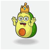 conmocionado expresión con aguacate Fruta corona mascota personaje dibujos animados. vector