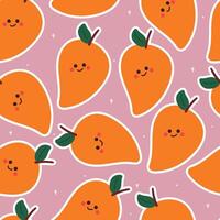 seamless pattern cartoon mango fruit character. cute fruit wallpaper for fabric print, textile vector