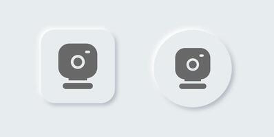 Webcam solid icon in neomorphic design style. Camera signs illustration. vector