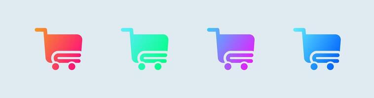 Shopping cart solid icon in gradient colors. Buy signs illustration. vector