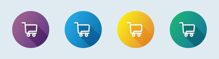 Shopping cart line icon in flat design style. Buy signs illustration. vector