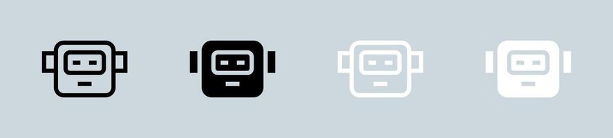 Robot icon set in black and white. Artificial intelligence signs illustration. vector