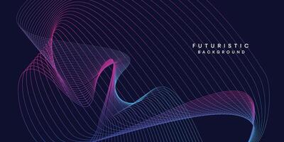 Abstract dark blue digital future technology geometric flowing line background. Purple-navy blue-green gradient smooth wave lines web banner background for cover, flyer, card, header, poster, slide vector