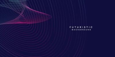 Abstract dark blue digital future technology geometric flowing line background. Purple-navy blue-green gradient smooth wave lines web banner background for cover, flyer, card, header, poster, slide vector
