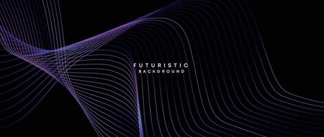 Information technology, digital age, data visualization, future technology background. Concept of futuristic technology. Smooth wave lines with purple, blue, and green gradient banner, presentation vector