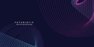 Abstract dark blue digital future technology geometric flowing line background. Purple-navy blue-green gradient smooth wave lines web banner background for cover, flyer, card, header, poster, slide vector