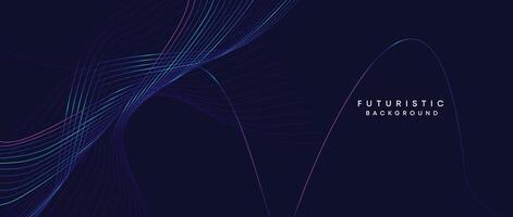 Information technology, digital age, data visualization, future technology background. Concept of futuristic technology. Smooth wave lines with purple, blue, and green gradient banner, presentation vector