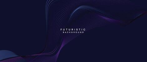 Information technology, digital age, data visualization, future technology background. Concept of futuristic technology. Smooth wave lines with purple, blue, and green gradient banner, presentation vector