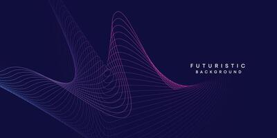 Abstract dark blue digital future technology geometric flowing line background. Purple-navy blue-green gradient smooth wave lines web banner background for cover, flyer, card, header, poster, slide vector