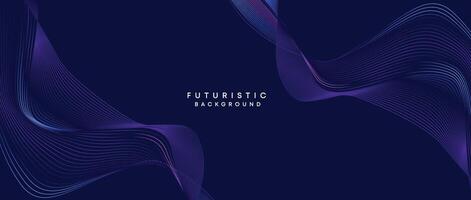 Information technology, digital age, data visualization, future technology background. Concept of futuristic technology. Smooth wave lines with purple, blue, and green gradient banner, presentation vector