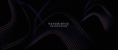 Information technology, digital age, data visualization, future technology background. Concept of futuristic technology. Smooth wave lines with purple, blue, and green gradient banner, presentation vector