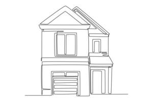 One continuous line drawing of cute house or small building concept Doodle illustration vector