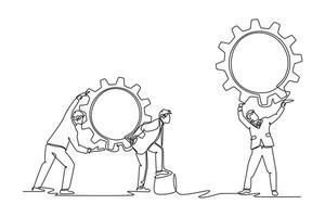 One continuous line drawing of Comparing business process concept. Doodle illustration in simple linear style. vector