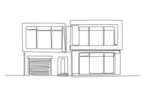 One continuous line drawing of cute house or small building concept Doodle illustration vector