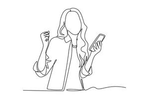 Continuous one line drawing People holding, using mobile phones concept vector