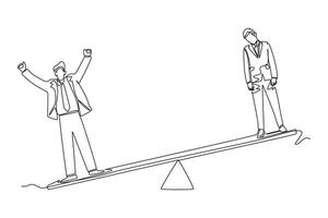 One continuous line drawing of Comparing business process concept. Doodle illustration in simple linear style. vector