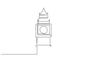 england london clock tower object one line art design vector