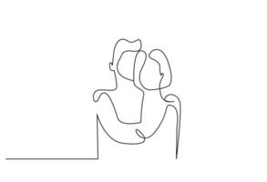 couple in love mature hug one line art design vector