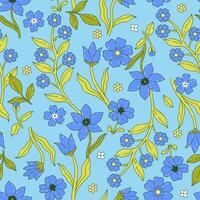 seamless pattern with blue flowers. graphics vector