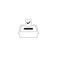 Continuous one line drawing of a vote ballot box. illustration. Election concept . fingerprint icon with check mark. vector