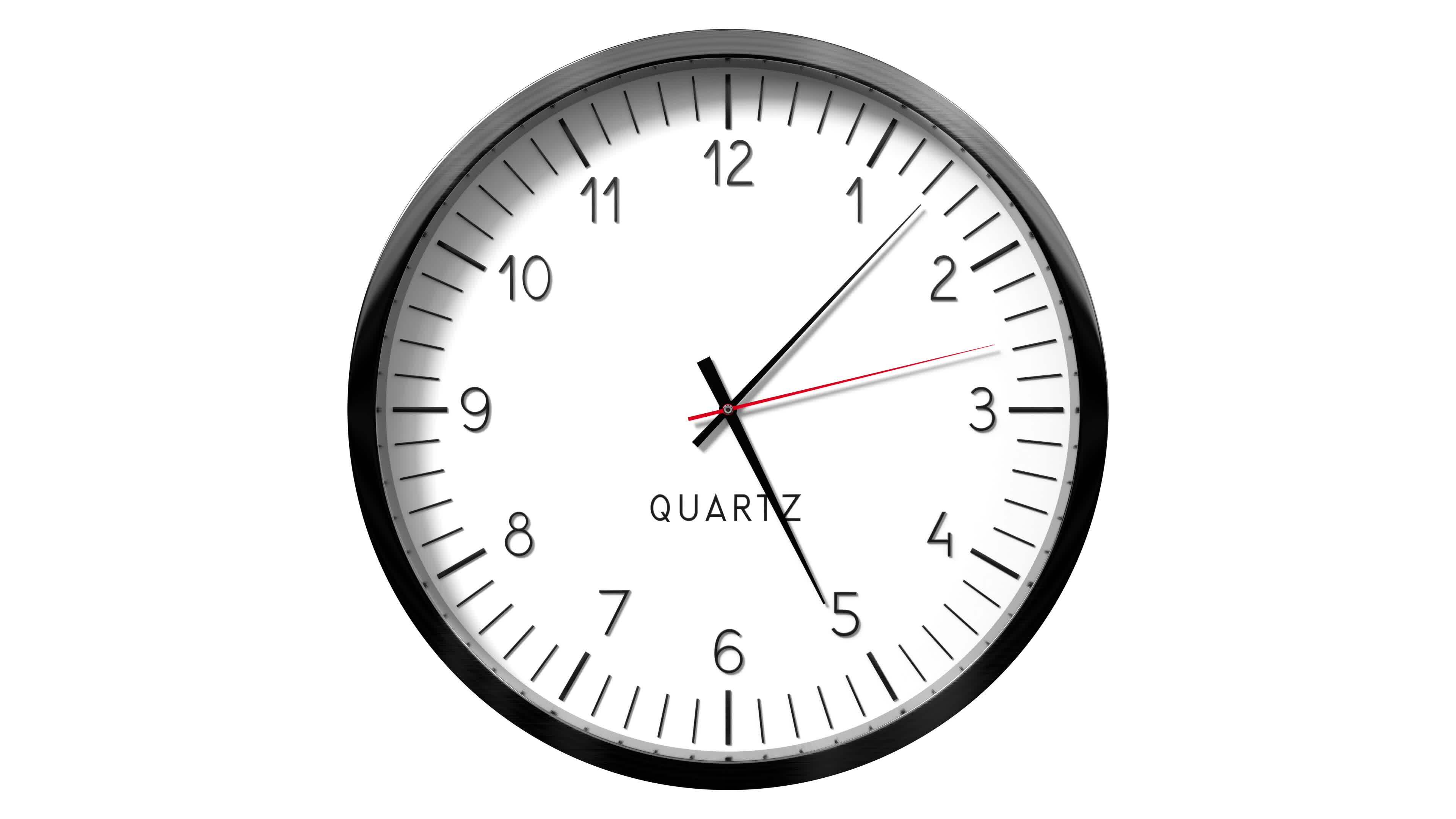 Classic wall clock on white background 5 to 6 o clock 43043608 Stock