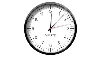 Classic wall clock on white background - 12 to 1 o clock video