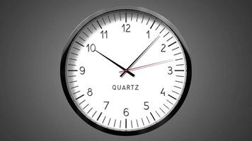 Classic wall clock on gray background - 10 to 11 o clock video