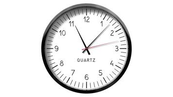 Classic wall clock on white background - 11 to 12 o clock video