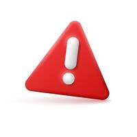 3d icon of red warning triangle sign. Warning and danger notification symbol. illustration. vector