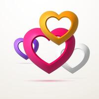 Collection of multi-colored hearts in the shape of a frame. vector