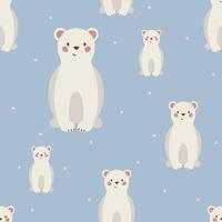 Cute white bear seamless pattern hand drawn cute kids background vintage retro pallete vector